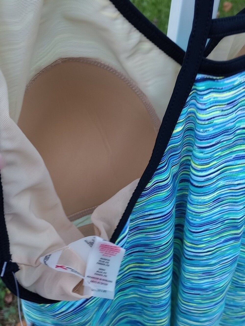 Zeroxposur Purple-Accent Blue Striped Women’s Swim Tankini Athletic Top 20W NWT - Picture 7 of 8